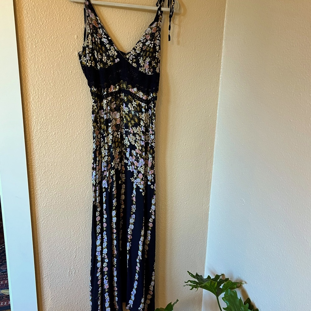 Free People Floral Maxi Dress with Lace Accents